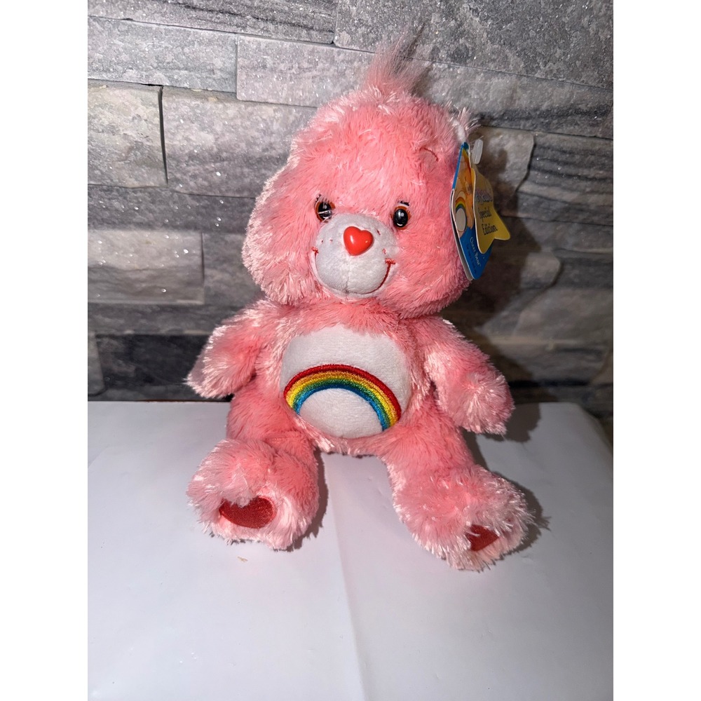 Care Bears Comfy Bears Cheer Bear Pink Rainbow Plush Special Edition NWT 2002